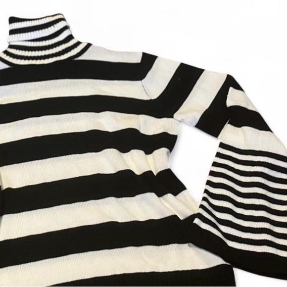 SHEIN Black and White Striped Turtleneck Sweater - Picture 5 of 5